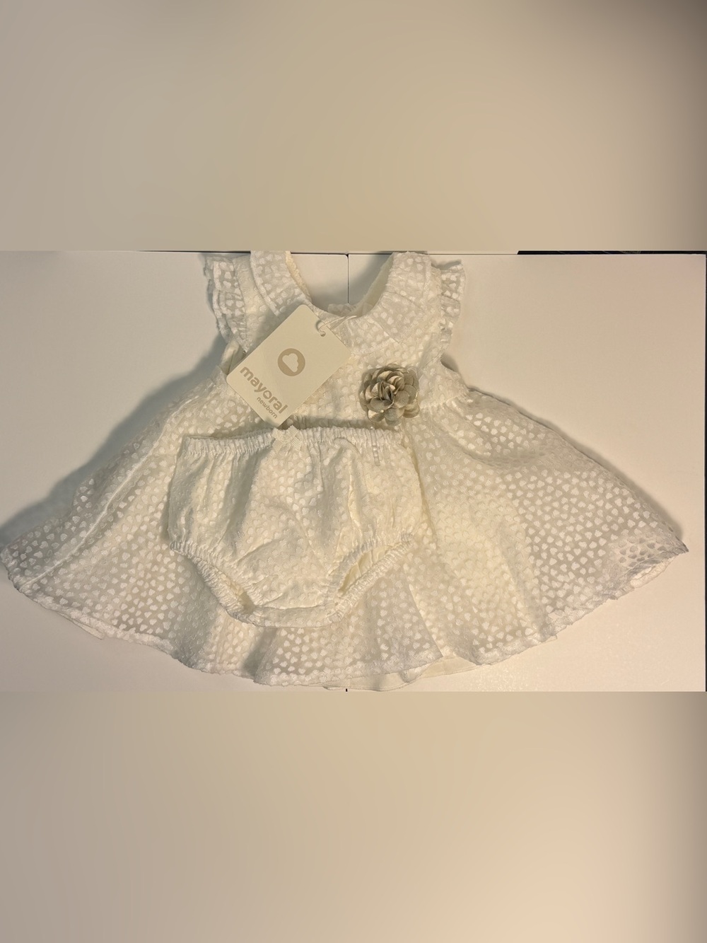 Mayoral Devore Newborn Dress Bloomers Natural Ivory NWT 2-4M 65cm